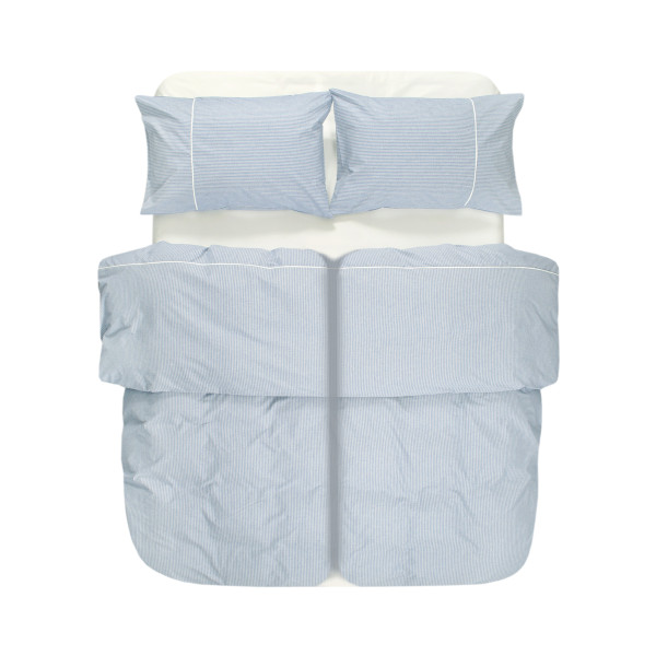 Постільна білизна Lotus Home - Premium Percale Stripe блакитний сімейний