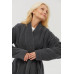 Халат-кімоно unisex Lotus Home - Bold New Microcotton antrasit махровий S/M